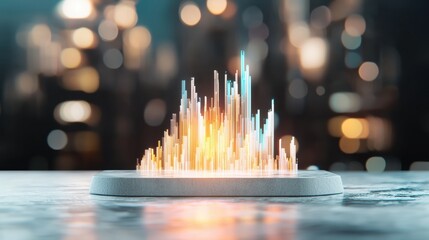 data dashboard illustrating Marketing Performance 3D rendered marketing performance dashboard with holographic projections, futuristic design, symbolizes advanced marketing analytics tools