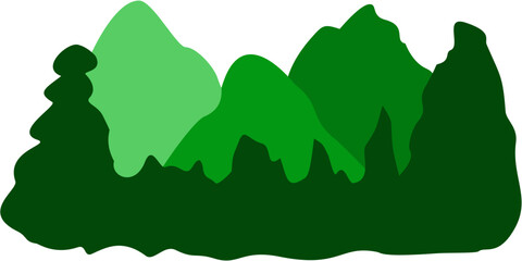 Mountain Adventure Silhouette Green Color 