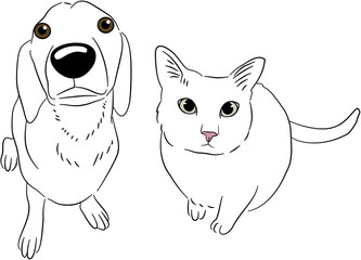 Cat Dog Minimal Line Art Set