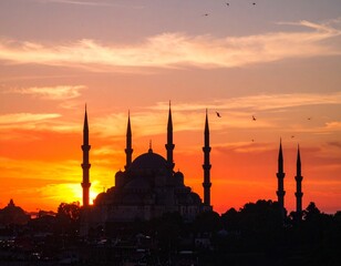 mosque at sunset