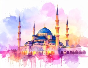 blue mosque on the white background 