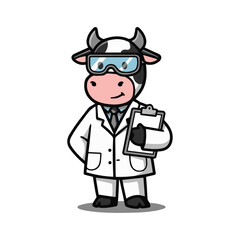 Fototapeta premium A Cow Doctor Mascot, Cute Vector Mascot, Flat Vector Art.