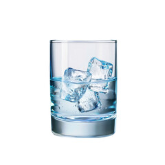 Refreshing glass of water with ice cubes