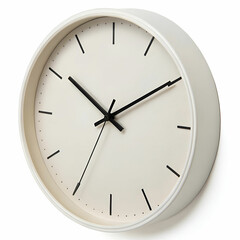 Modern minimalist clock with clean lines isolated on white background.