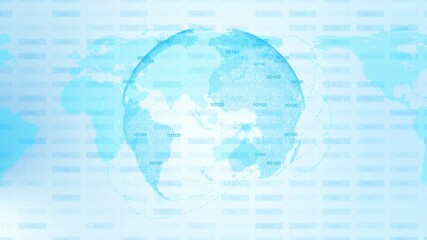 Futuristic Network of connections Digital code and data processing animation over digital globe background. Technology, networking, global, , communication, internet , coding, futuristic cybersecurity - Powered by Adobe