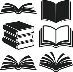 Collection of Book Silhouettes Vector Illustration