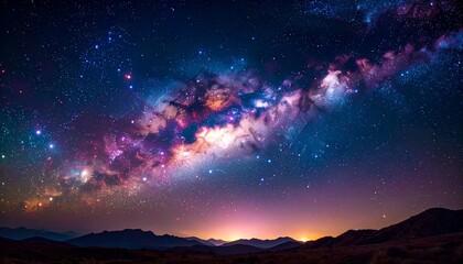 幻想的な星空の夜空