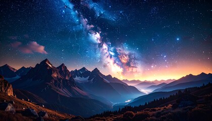 幻想的な星空の夜空