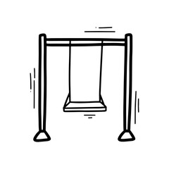 Hand Drawn Wooden Hanging Swing Illustration. Doodle Vector. Isolated on White Background - EPS 10 Vector