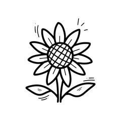 Hand Drawn Sunflower Illustration. Doodle Vector. Isolated on White Background - EPS 10 Vector