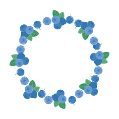 Blueberry frame. Vector seamless pattern in flat style with berries. Cute botanical illustration