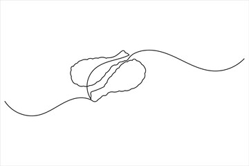Fried chicken drumstick continuous one line drawing of white background with minimalist outline style