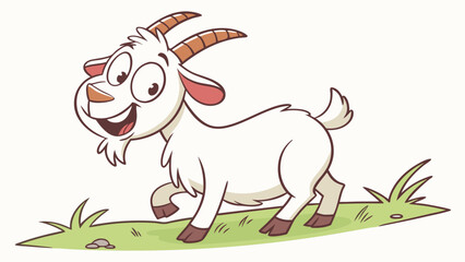 vector Cartoon of a happy goat