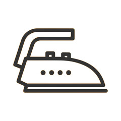 Stylized icon of a steam iron with a handle and steam vents