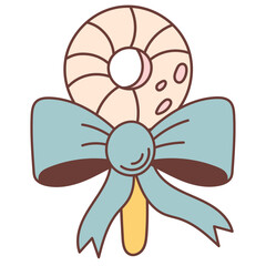 Cute Candy Lollipop with Bow in Pastel Colors – Vector Illustration. Sweet and minimal design perfect for baby shower themes, birthday invitations, nursery prints, or holiday packaging