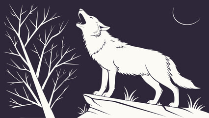artwork of a Howling wolf in Silhouette