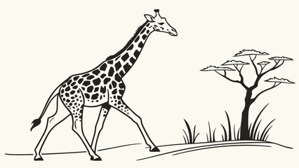graphic of a giraffe in side view plain