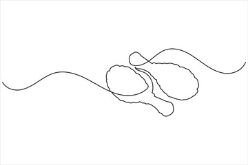Fried chicken drumstick continuous one line drawing of white background with minimalist outline style