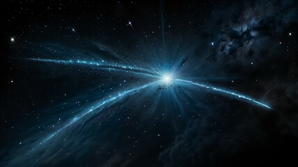 A close-up of a comet's tail, infused with cosmic energy.