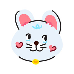 Smiling cat face with a bell.