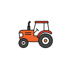 Naklejka premium Red tractor isolated on white background. 