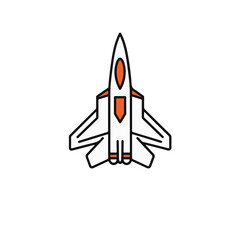 A stylized illustration of a jet fighter.