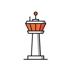 Airport traffic control tower illustration.