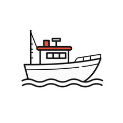 A simple yet illustrative image featuring a fishing boat sailing on the water.