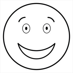 Fototapeta premium Vector art of a happy cartoon face smiles cheerfully with wide eyes. perfect for use in children's content, educational materials, emoticon or sticker packs, mobile apps, playful branding