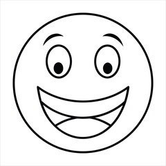 Vector art of a happy cartoon face with a wide smile and big eyes. Perfect for use in children's content, educational materials, emoticon or sticker packs, mobile apps, playful branding, greeting card