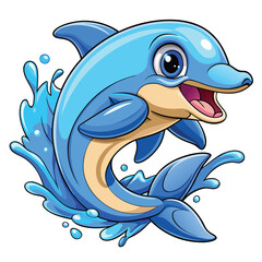 Naklejka premium Joyful dolphin leaping through splashing water in a vibrant ocean scene