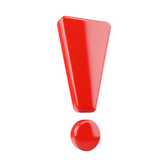 Warning icon. Exclamation mark. 3D illustration [Transparent Background PNG].