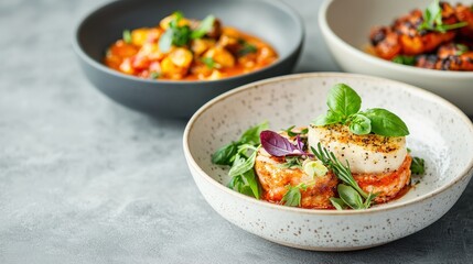 Gourmet chef plating a delicious fish dish, garnished with fresh herbs and a drizzle of sauce, ready to be served
