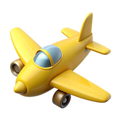 Fototapeta premium yellow plane 3d rendering isolated on transparent background. Cartoon plastic style 