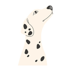 Dalmatian Dog Portrait Half Body Flat Style Pet Illustration