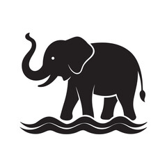 Elephant Playing In Rippled Water