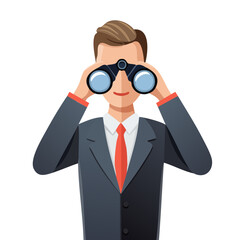 Man Looking Through Binoculars Icon Isolated on a Transparent Background 