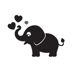 Elephant Silhouette Blowing Heart Shapes