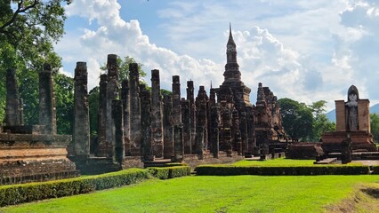 ruins of ancient temple in sukhothai thailand