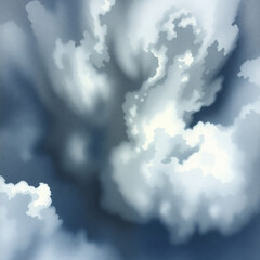 Dramatic cloud formations swirl under a bright blue sky while shadows dance during a midday summer storm in the heart of nature