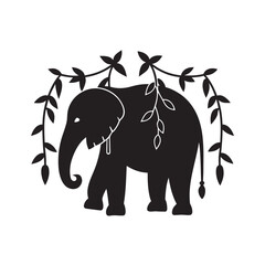 Elephant Surrounded By Jungle Vines