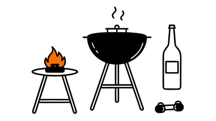 Summer BBQ Grill Party Essentials Illustration