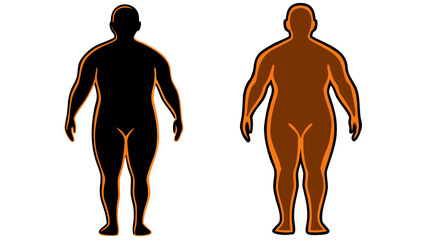 Obese Male Body Shape Silhouette Illustration Black and Brown