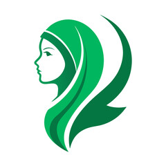 Elegant Green Hijab Woman Profile Logo Design