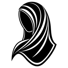 Stylish Black and White Illustration of a Woman Wearing a Hijab