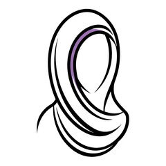 Woman Wearing a Simple White Niqab Headscarf Illustration