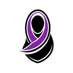 Stylish Womans Headscarf Design in Purple and Black