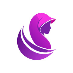 Elegant Woman in Purple Hijab Silhouette Design