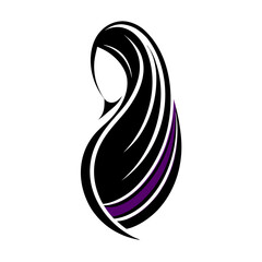 Elegant Woman in Hijab Abstract Design Black and Purple