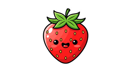 Fototapeta premium Adorable Cartoon Strawberry A Sweet and Cheerful Fruit Illustration